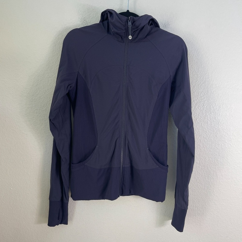 Lululemon Womens 8 Flux Jacket Reversible‎ Zip Up Hooded Navy